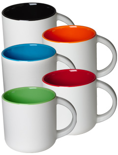 14 oz Sedona 2-tone mug, Matte white exterior with gloss colored interior