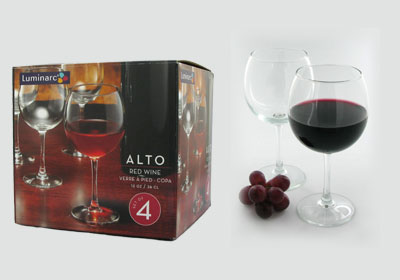 4-pc 12 oz alto red wine glasses