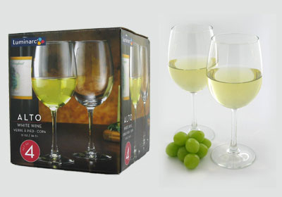 4-pc 12 oz alto white wine glasses