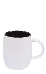 14 oz Vero ceramic mug, 2-tone, Silk white out and Gloss black interior