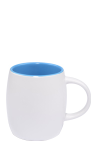 14 oz Vero ceramic mug, 2-tone, Silk white out and Gloss blue  interior