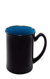 16 oz Marco two-tone ceramic mug - black gloss out with sky blue interior