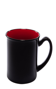 16 oz Marco two-tone ceramic mug - black gloss out with red interior