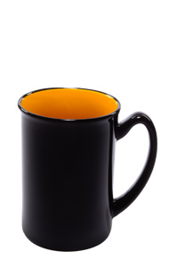 16 oz Marco two-tone ceramic mug - black gloss out with yellow interior
