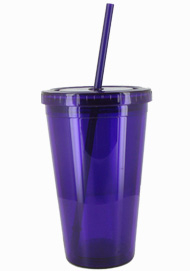 16 oz purple journey travel cup with lid and straw