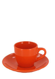 3.5 oz espresso cup with saucer - orange