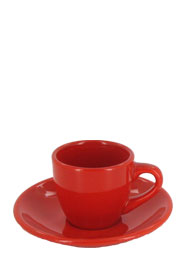 3.5 oz espresso cup with saucer - crimson red