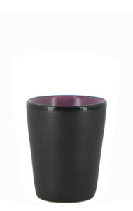 1.5 oz ceramic shot glass - Black matte out, Lilac gloss in