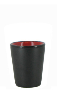 1.5 oz ceramic shot glass - Black matte out, Red gloss in