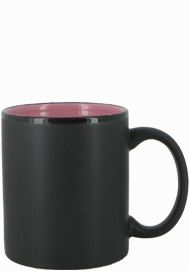 11 oz Hilo c-handle coffee mug - matte black out, Pink In