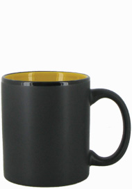 11 oz Hilo c-handle coffee mug - matte black out, Yellow In