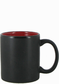 11 oz Hilo c-handle coffee mug - matte black out, Red In