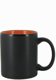 11 oz Hilo c-handle coffee mug - matte black out, Orange In