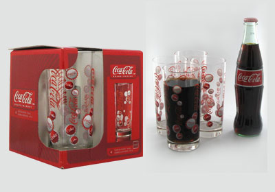 4-pc 16 oz Coca-Cola caps glasses