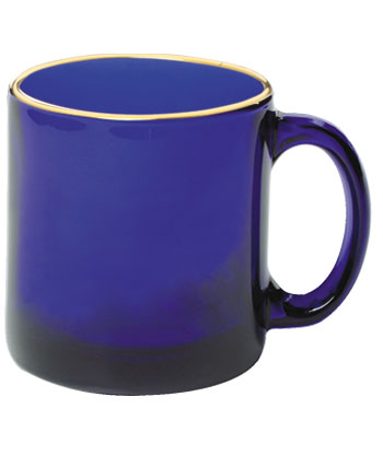 blue glass mug MADE IN USA