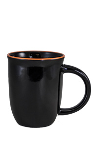 14 oz Salem Black Ceramic mug with Orange accent color halo
