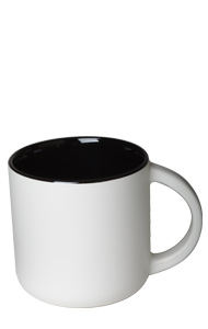 14 oz Sedona ceramic mug, 2-tone, Matte white out and Gloss black interior