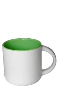 14 oz Sedona ceramic mug, 2-tone, Matte white out and Gloss green interior