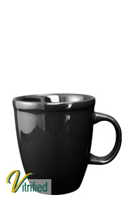 17 oz Glossy Black Mocha Bistro Mug - Vitrified