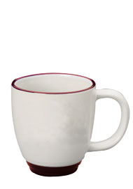 14 oz new orleans mug - white body - burgundy trim