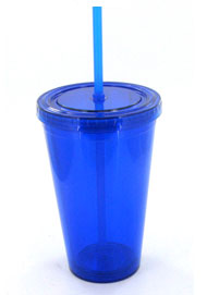 16 oz blue journey travel cup with lid and straw