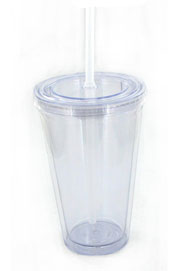 16 oz clear journey travel cup with lid and straw