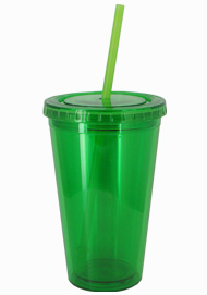 16 oz apple green journey travel cup with lid and straw