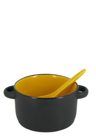 12.5 oz hilo bowl with spoon - yellow