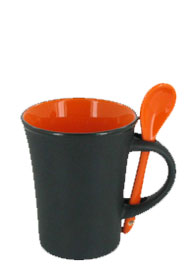 9 oz hilo mug with spoon - orange