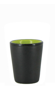 1.5 oz ceramic shot glass - Black matte out, Lime Green gloss in