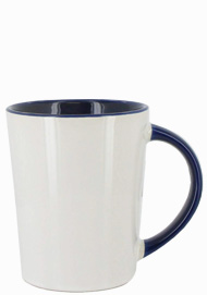 12 oz Sorrento Ceramic Mug - White out with Cobalt Blue coordinated interior and handle