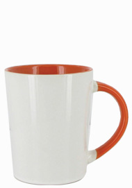 12 oz Sorrento Ceramic Mug - White out with Orange coordinated interior and handle