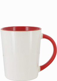 12 oz Sorrento Ceramic Mug - White out with Red coordinated interior and handle