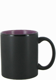 11 oz Hilo c-handle coffee mug - matte black out, Lilac In