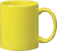11 oz c - handle mug, yellow-vitrified