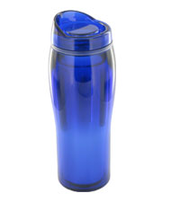 14 oz optima chrome travel mug - blue