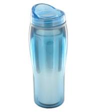 14 oz optima chrome travel mug - light blue