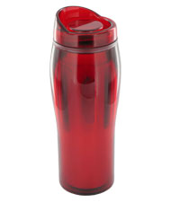 14 oz optima chrome travel mug - red