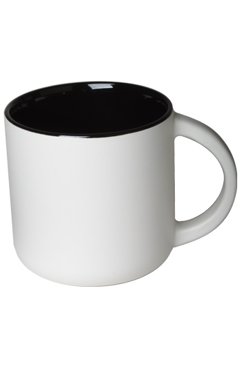 14 oz Sedona ceramic mug, 2-tone, Matte white out and Gloss black interior