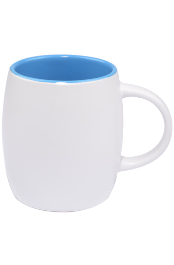 14 oz Vero ceramic mug, 2-tone, Silk white out and Gloss blue  interior