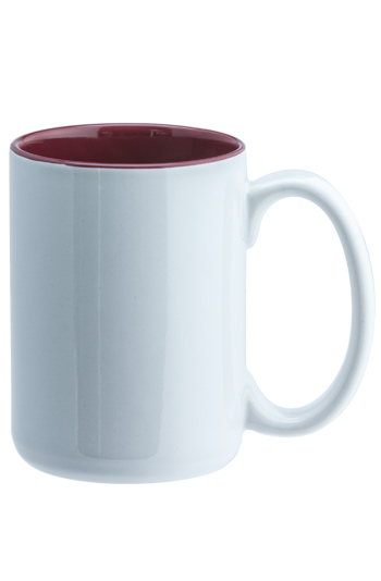 15 oz el grande two-tone ceramic mug - white out gloss maroon in