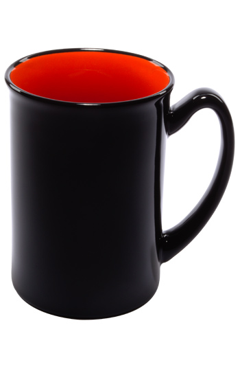 16 oz Marco two-tone ceramic mug - black gloss out with orange interior