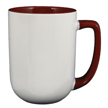 17 oz bakersfield coffee mug - maroon in & handle