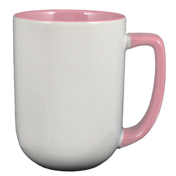 17 oz bakersfield coffee mug - pink in & handle