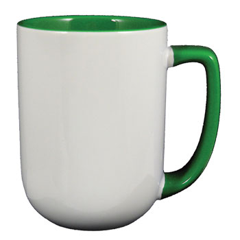 17 oz bakersfield coffee mug - green in & handle