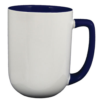 17 oz bakersfield coffee mug - cobalt blue in & handle