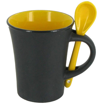 9 oz hilo mug with spoon - yellow