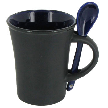 9 oz hilo mug with spoon - cobalt blue