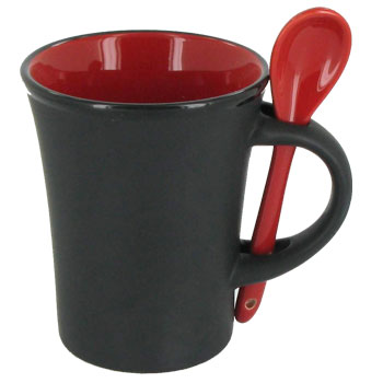 9 oz hilo mug with spoon - red