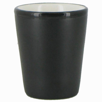 1.5 oz ceramic shot glass - Black matte out, White gloss in